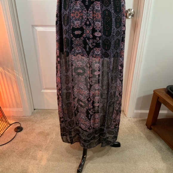 Free People Lace Boho Festival Moroccan Printed Yoke Maxi Dress Size 6 - Picture 5 of 12